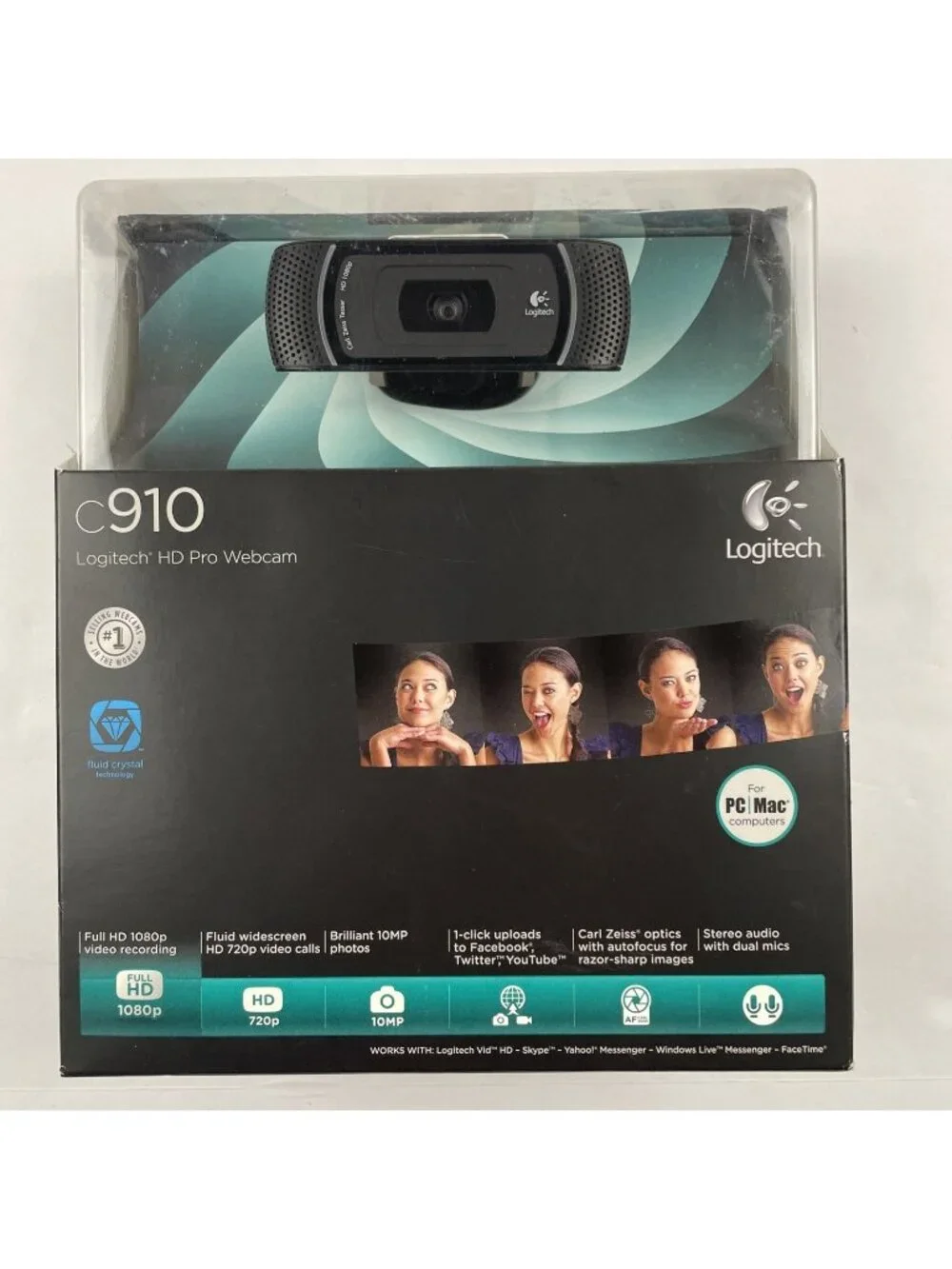 Logitech C910 Webcam HD Pro 1080p with Logitech Vid HD, Black